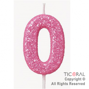 VELA NUMERAL CHICO 5.5 CM CON GIBRE ROSA NUMERO 0 x 1